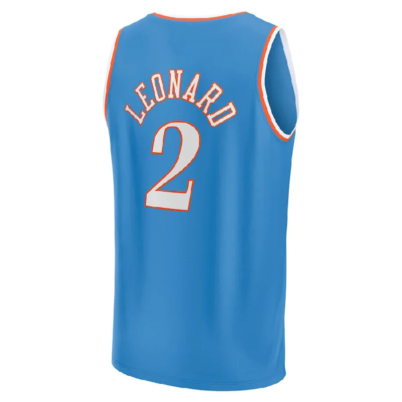 Summer Basketball Jersey-LA.Clippers #2 Kawhi Leonard Fanatics Branded 2021-22 Fast Break Replica Jersey City Edition Light Blue Stitched American Basketball Jersey