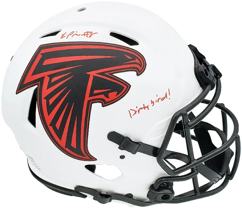 Yellow Football Helmet-Kyle Pitts Autographed Atlanta Falcons Lunar Eclipse White Full Size Authentic Speed Helmet "Dirty Bird" Beckett BAS QR Stock #197063