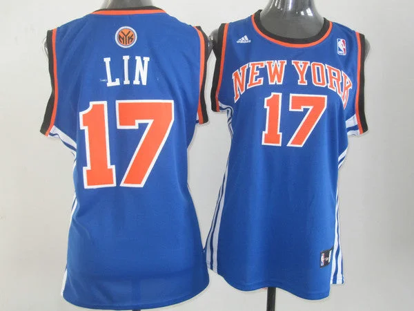 Retro Basketball Jersey-Knicks 17 Lin Blue Women Basketball Jersey