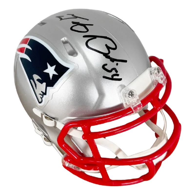 Metallic Football Helmet-Tedy Bruschi Signed New England Patriots Speed Mini Football Helmet (Beckett)