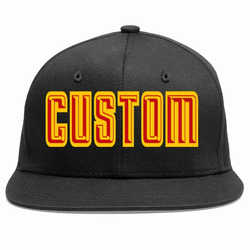 Tennis Baseball Cap-Custom Black Red-Yellow Casual Sport Baseball Cap