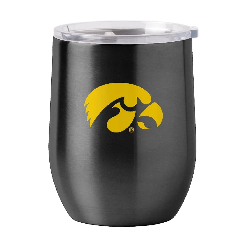 Black Team Mug-Iowa 16oz Gameday Stainless Curved Beverage