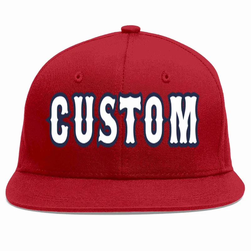 Leather Baseball Cap-Custom Red White-Navy Casual Sport Baseball Cap