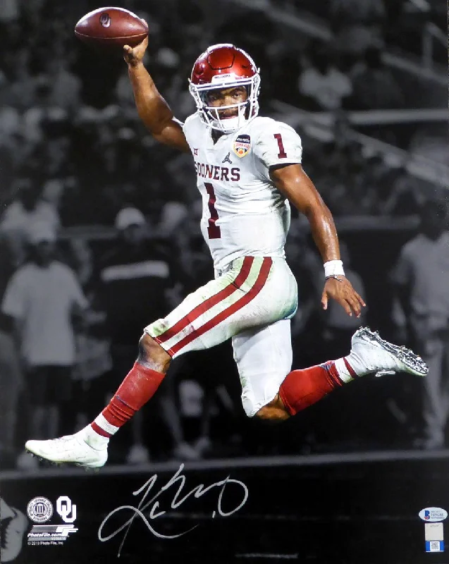 Urban Style Football Helmet-Kyler Murray Autographed 16x20 Photo Oklahoma Sooners Beckett BAS Stock #145897