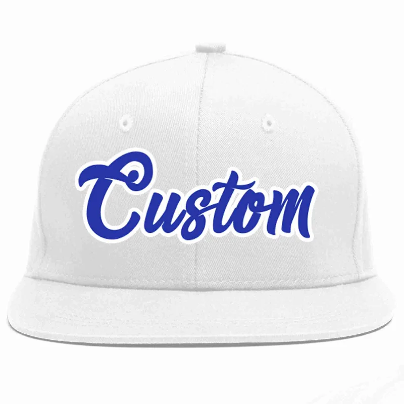 Athletic Baseball Cap-Custom White Royal-White Casual Sport Baseball Cap