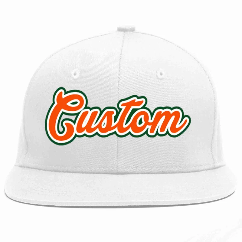 Outdoor Baseball Cap-Custom White Orange-White Casual Sport Baseball Cap