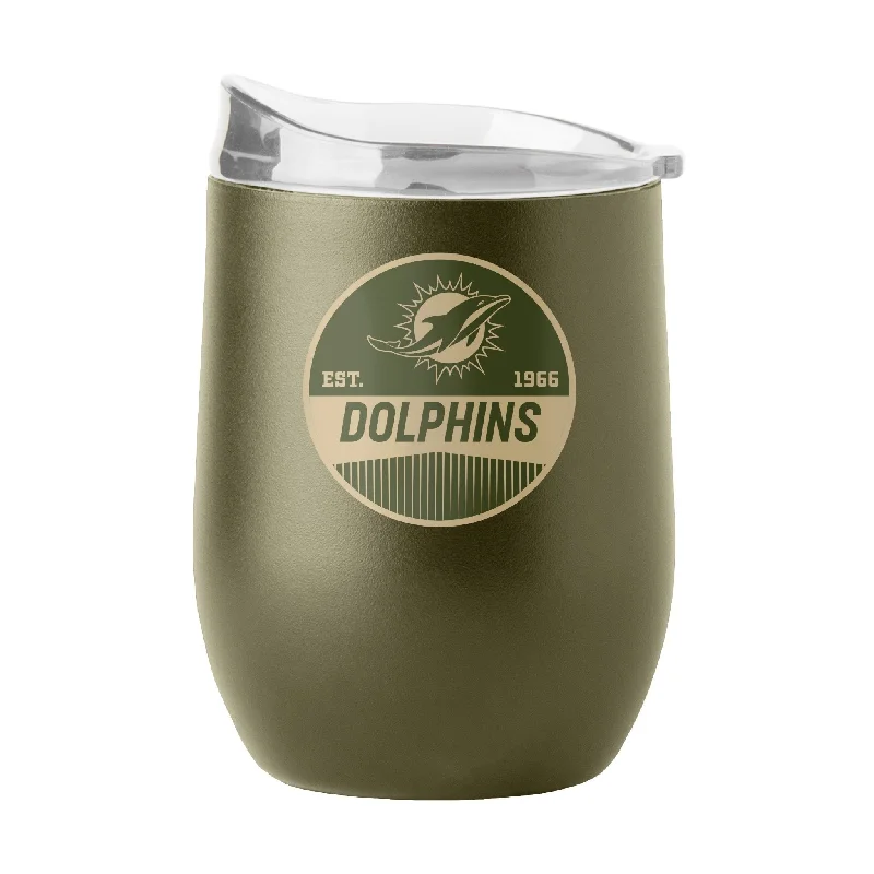 Motivational Team Mug-Miami Dolphins 16oz Badge Powder Coat Curved Beverage