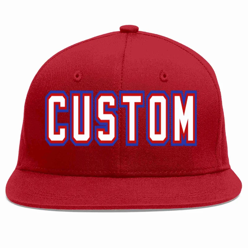 Fitted Baseball Cap-Custom Red White-Red Casual Sport Baseball Cap