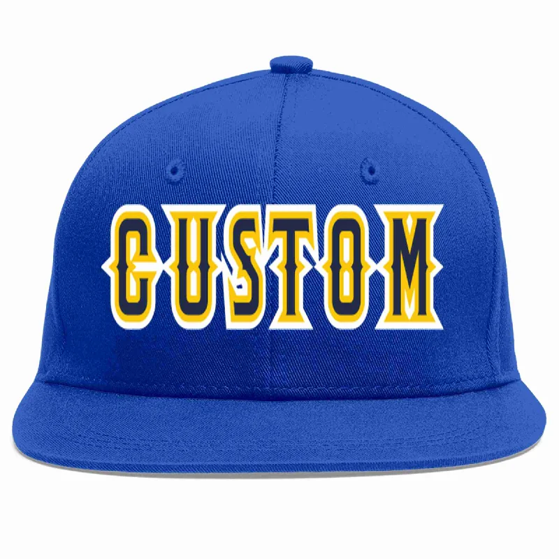 Baseball Cap with Ear Flaps-Custom Royal Navy-Gold Casual Sport Baseball Cap