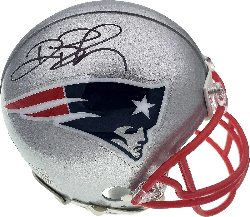 Street Style Football Helmet-Deion Branch Autographed New England Patriots Silver Mini Helmet Beckett BAS Stock #193776