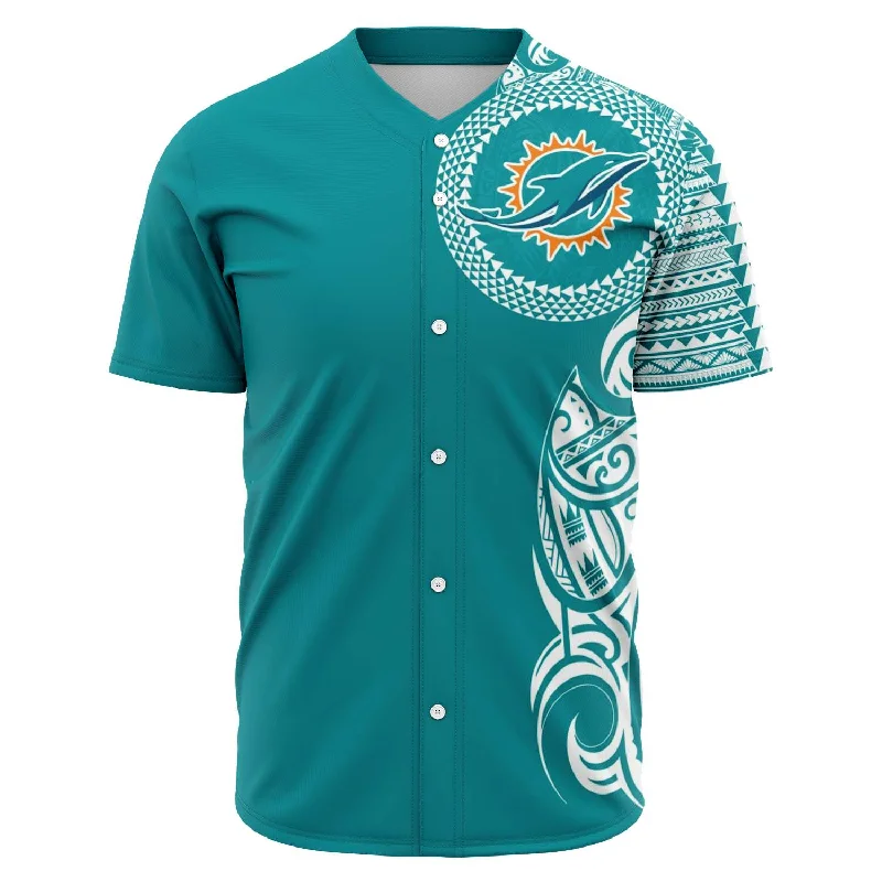 Raglan Baseball Jersey-Miami Dolphins Shirt - Polynesian Design Dolphins Shirts