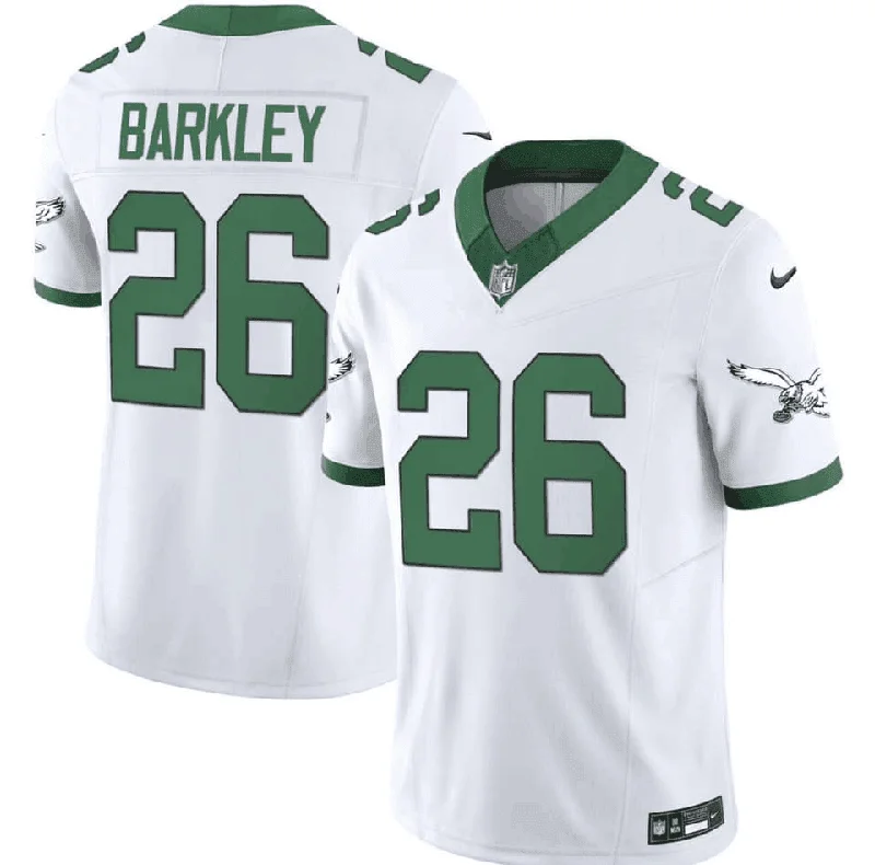 Charity Soccer Jersey-Men's Philadelphia Eagles #26 Saquon Barkley White 2023 F.U.S.E. Untouchable Throwback Football Stitched Jersey