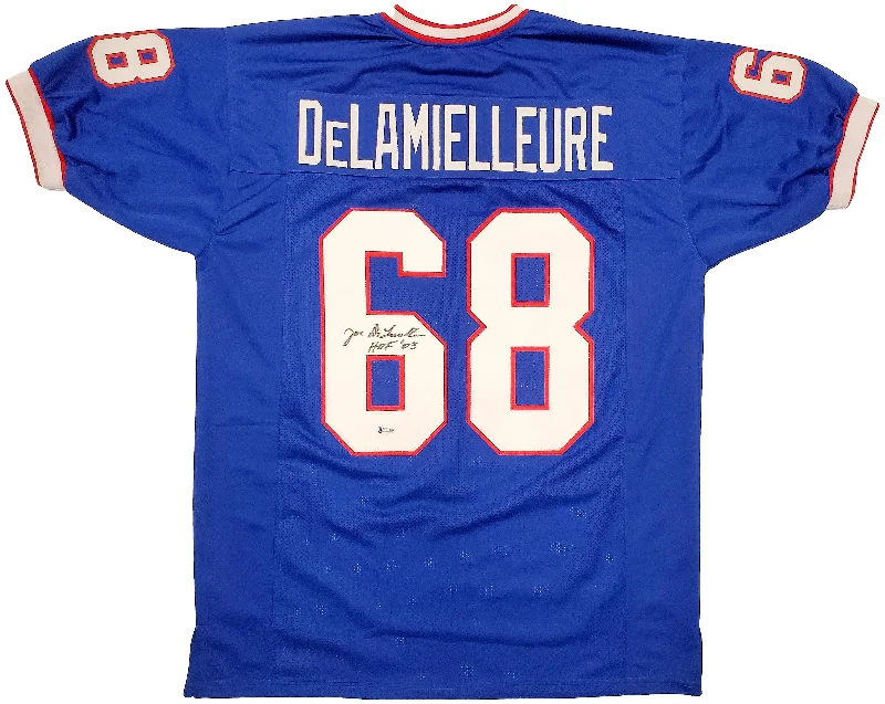 Premium Football Helmet-Buffalo Bills Joe DeLamielleure Autographed Blue Jersey "HOF 03" Beckett BAS Stock #196490