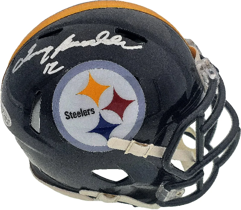 Personalized Football Helmet-Terry Bradshaw Autographed Pittsburgh Steelers Black Speed Mini Helmet Beckett BAS Stock #185875