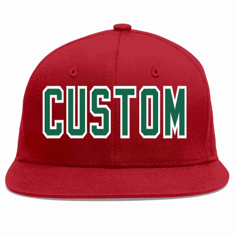 Eco-Friendly Baseball Cap-Custom Red Kelly Green-White Casual Sport Baseball Cap