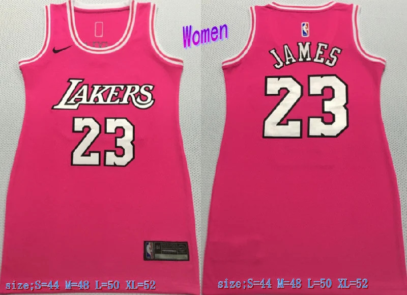 Stylish Basketball Jersey-Lakers 23 LeBron James Pink Women Swingman Basketball Jersey