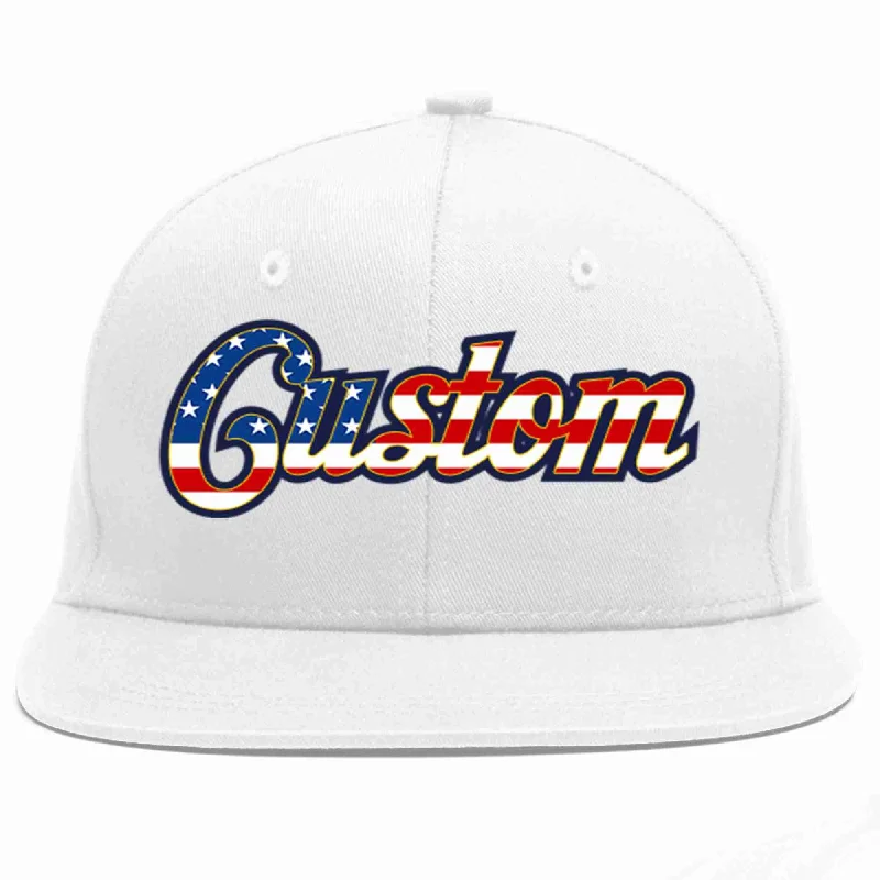 Eco-Friendly Baseball Cap-Custom White Vintage USA Flag-Gold Casual Sport Baseball Cap