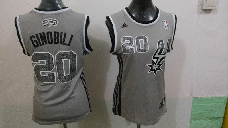 Urban Style Basketball Jersey-Spurs 20 Ginobili Grey Women Basketball Jersey