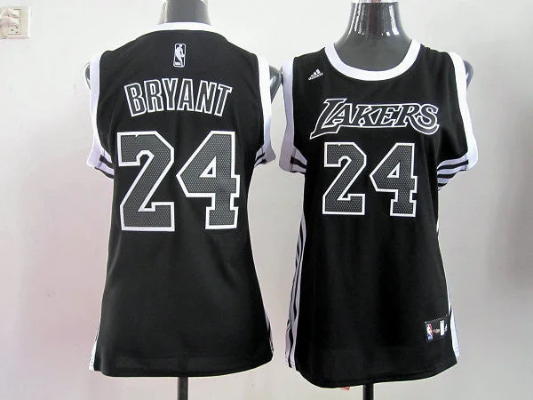 Grey Basketball Jersey-Lakers 24 Bryant Black&White Women Basketball Jersey