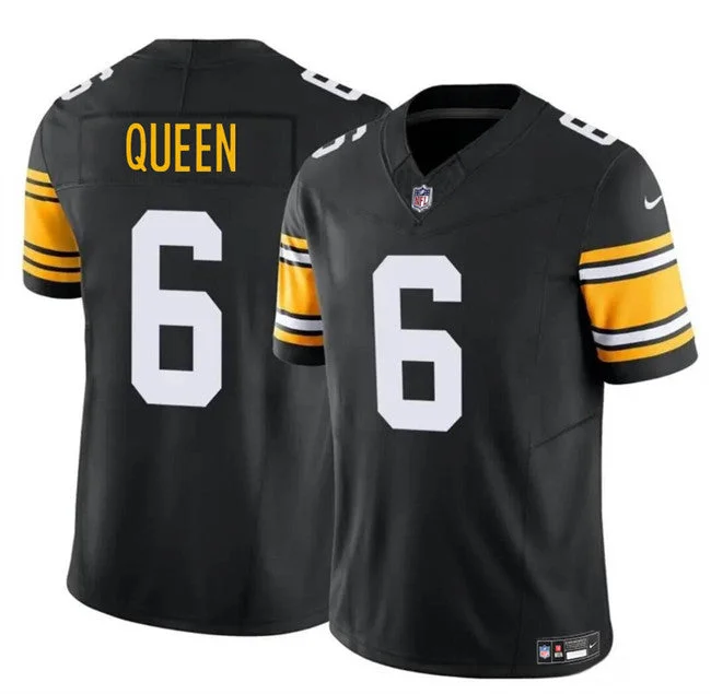 Sustainable Soccer Jersey-Men's Pittsburgh Steelers #6 Patrick Queen Black 2023 F.U.S.E. Untouchable Limited Football Stitched Jersey