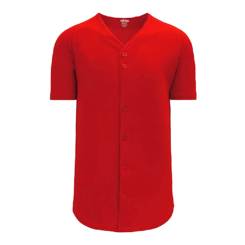 Hall of Fame Baseball Jersey-ProFlex Full Button Down Red Jersey