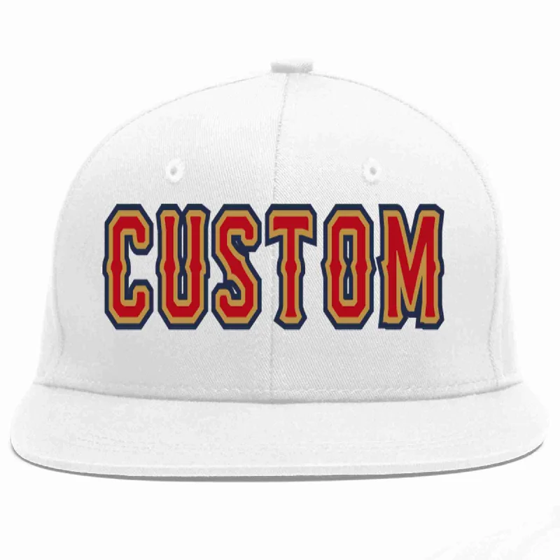 Slogan Baseball Cap-Custom White Red-Old Gold Casual Sport Baseball Cap