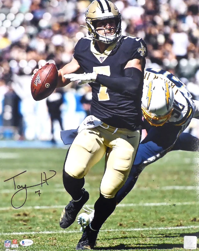 Glossy Finish Football Helmet-Taysom Hill Autographed 16x20 Photo New Orleans Saints Beckett BAS Stock #177452