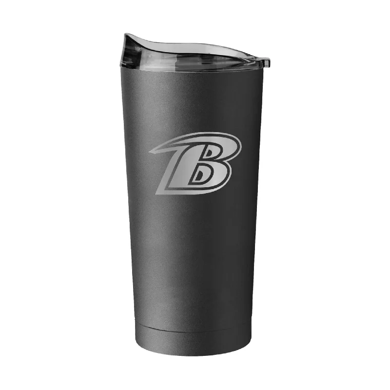 High School Team Mug-Baltimore Ravens 20oz Etch Black Powder Coat Tumbler