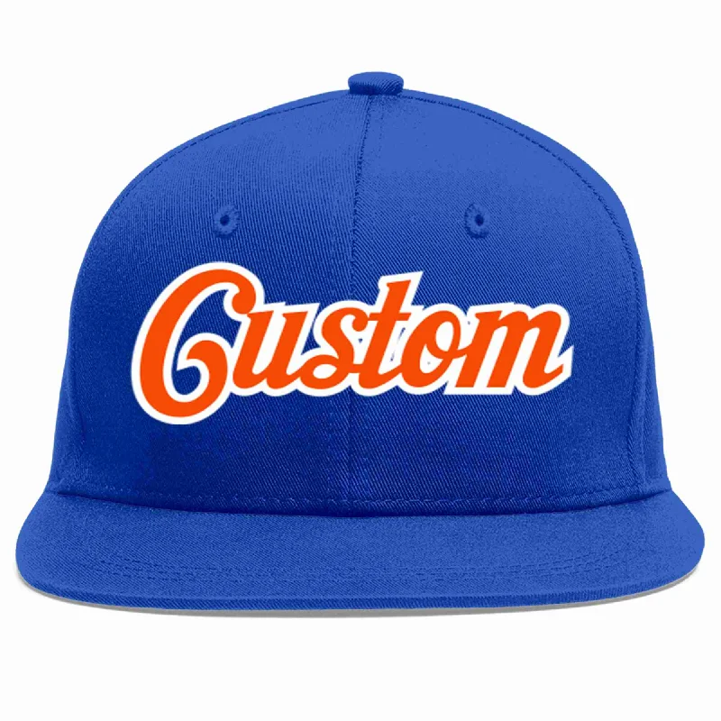 Breathable Baseball Cap-Custom Royal Orange-White Casual Sport Baseball Cap