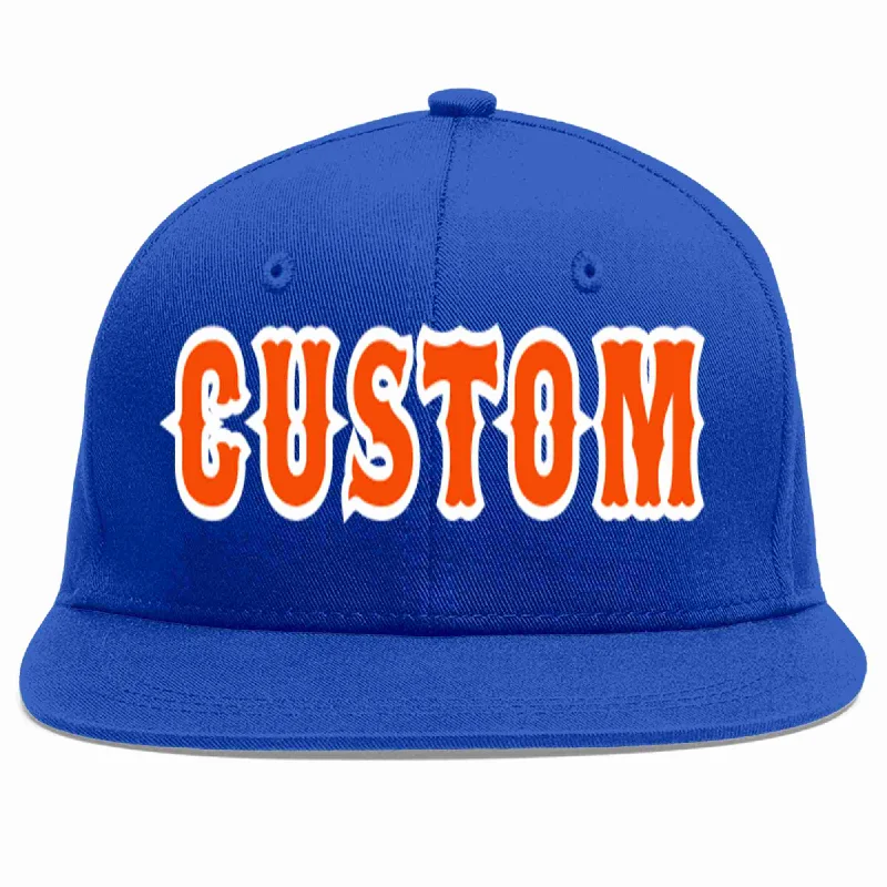 Basketball Team Baseball Cap-Custom Royal Orange-White Casual Sport Baseball Cap