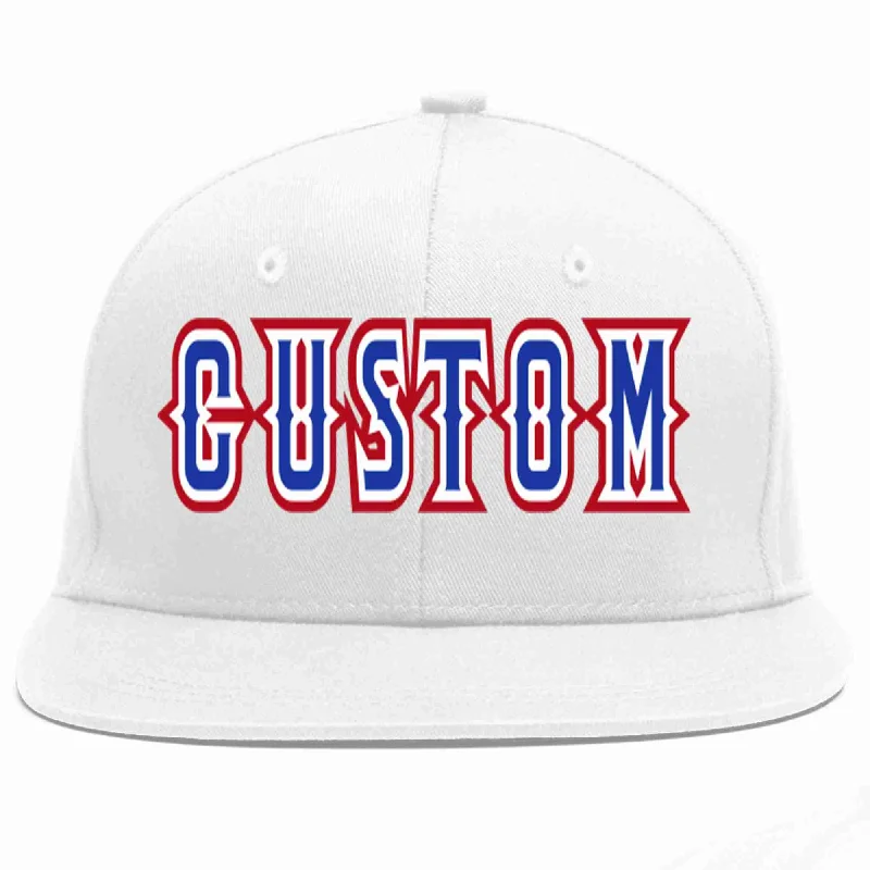 Lightweight Baseball Cap-Custom White Royal-White Casual Sport Baseball Cap