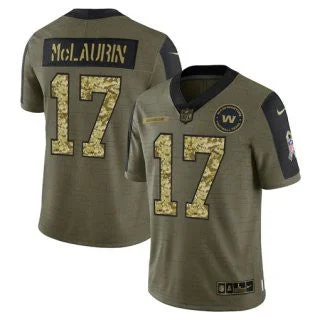 Soft Fabric Soccer Jersey-Men's Olive Washington Football Team #17 Terry McLaurin 2021 Camo Salute To Service Limited Stitched Jersey-8344