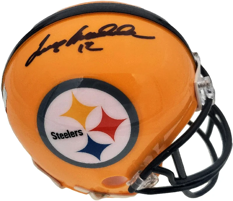 Embroidered Football Helmet-Terry Bradshaw Autographed Pittsburgh Steelers Yellow Mini Helmet Beckett BAS Stock #185874