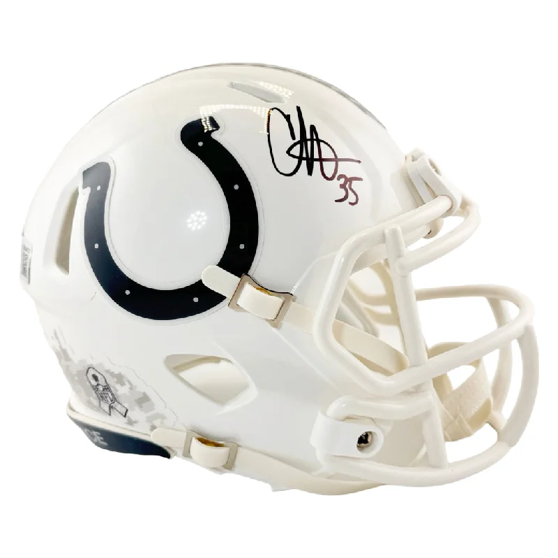 Moisture Control Football Helmet-Chris Lammons Signed Indianapolis Colts Salute to Service 2024 Mini Football Helmet (Beckett)