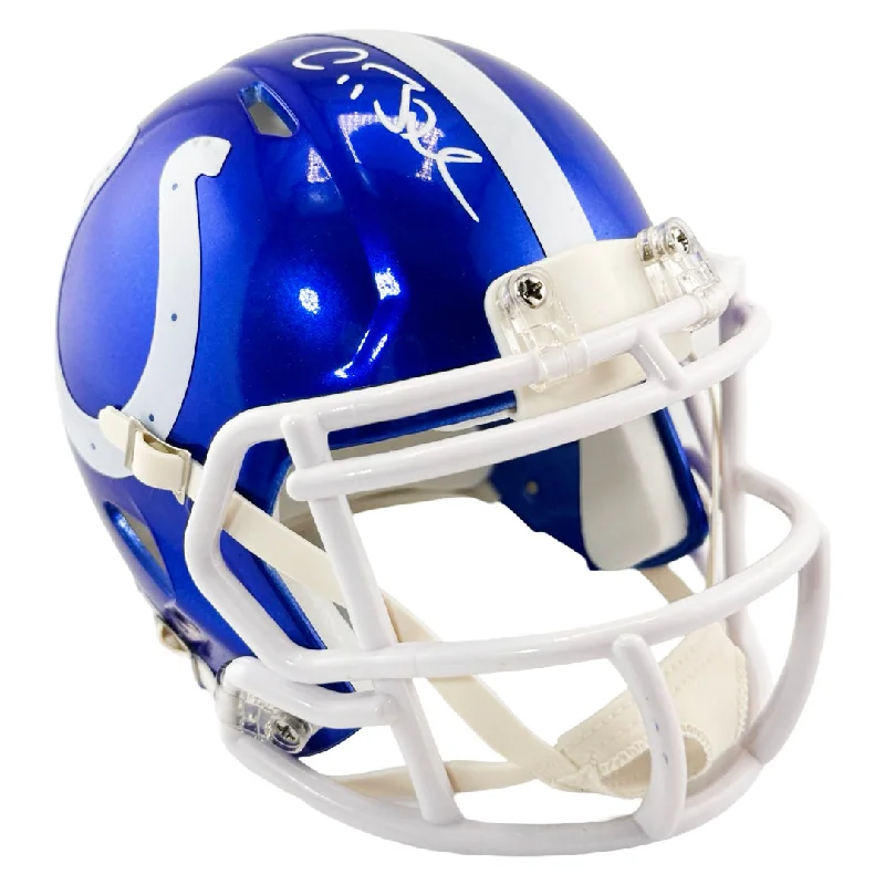 Thermally Bonded Football Helmet-Antoine Bethea Signed Indianapolis Colts Flash Mini Football Helmet (JSA)