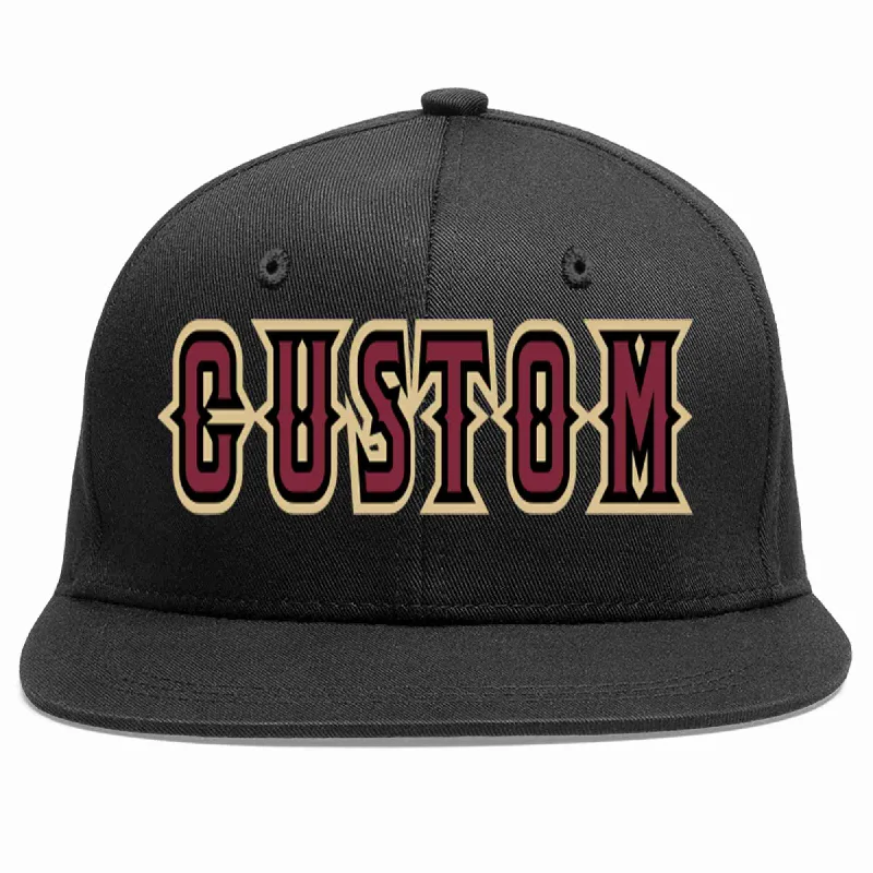 Faux Leather Baseball Cap-Custom Black Crimson-Black Casual Sport Baseball Cap