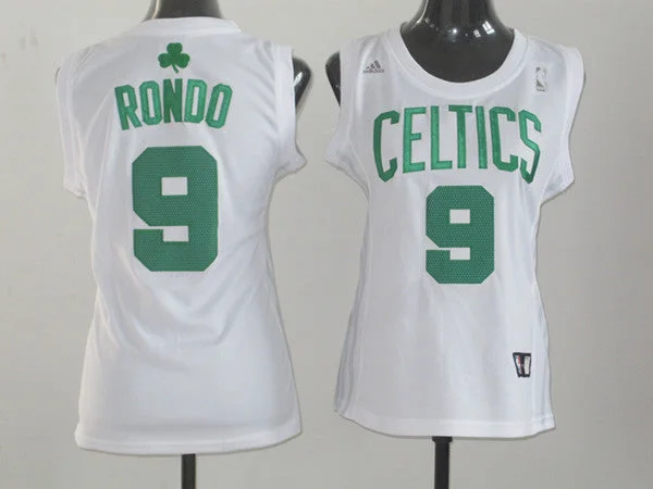 Purple Basketball Jersey-Celtics 9 Rondo White Women Basketball Jersey