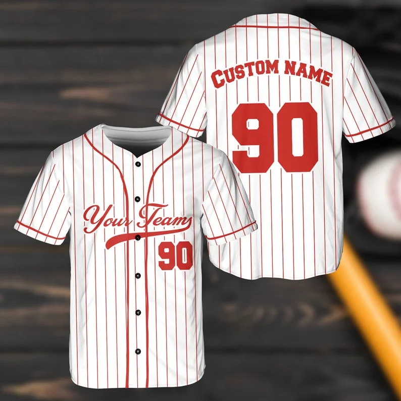 Eco-Friendly Baseball Jersey-Personalized Name Team,Custom Stripe Line Color Baseball Jersey For Baseball Fans,Custom Number Baseball Team Jersey,Baseball Couple Jersey