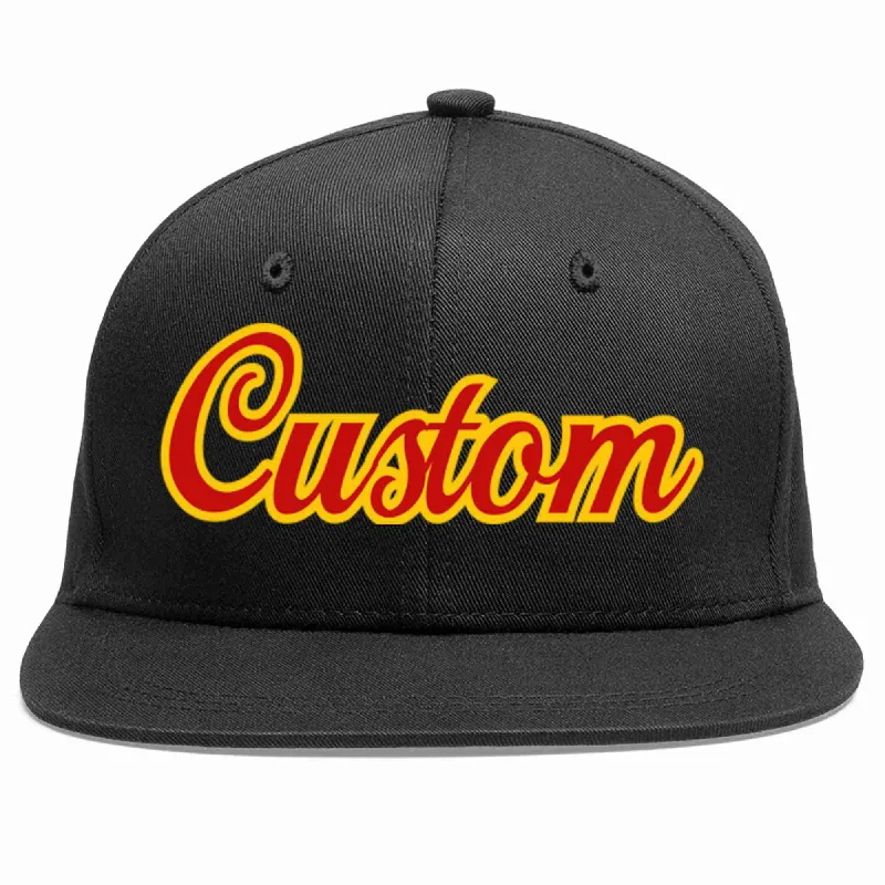 Anime Baseball Cap-Custom Black Red-Yellow Casual Sport Baseball Cap