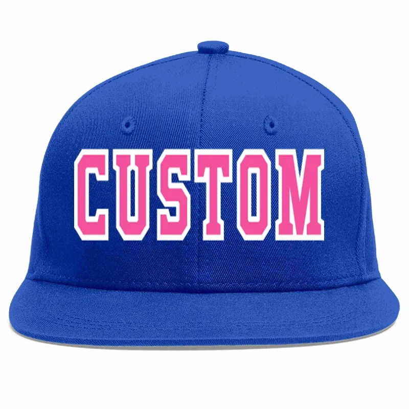 Adventure Baseball Cap-Custom Royal Pink-White Casual Sport Baseball Cap