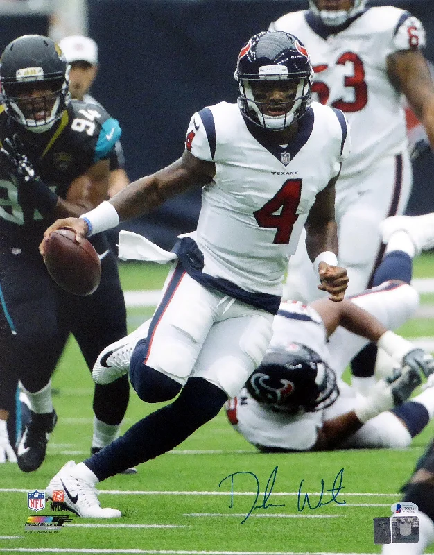 Handcrafted Football Helmet-Deshaun Watson Autographed 16x20 Photo Houston Texans Beckett BAS Stock #125344