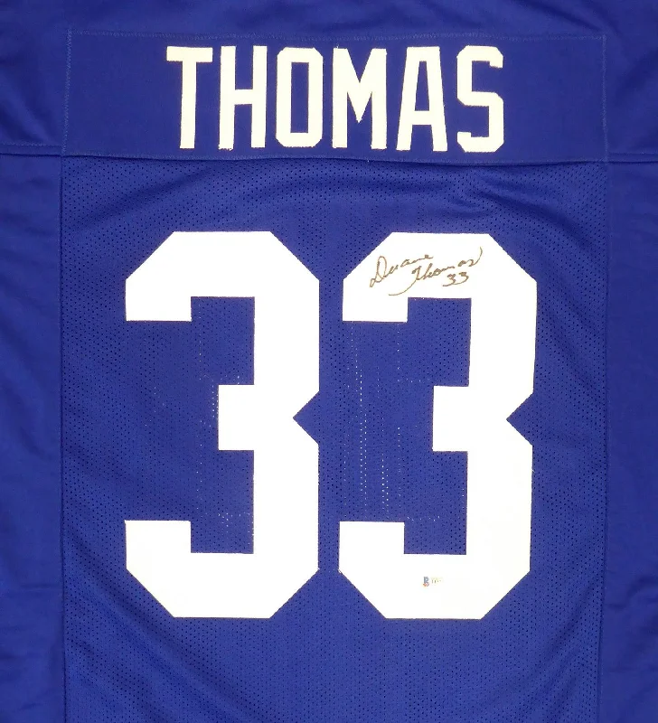 Breathable Football Helmet-Dallas Cowboys Duane Thomas Autographed Blue Jersey Beckett BAS Stock #177505