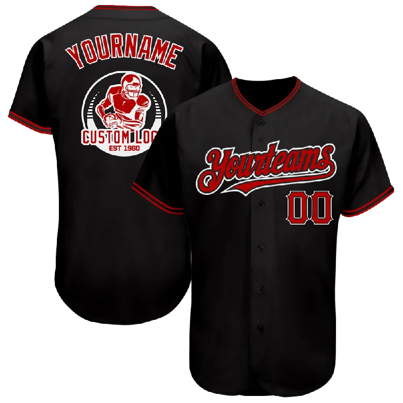 Eco-Friendly Baseball Jersey-Custom Black Red-White Authentic Baseball Jersey