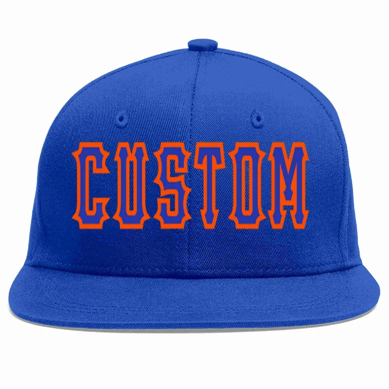 Color Block Baseball Cap-Custom Royal Royal-Orange Casual Sport Baseball Cap