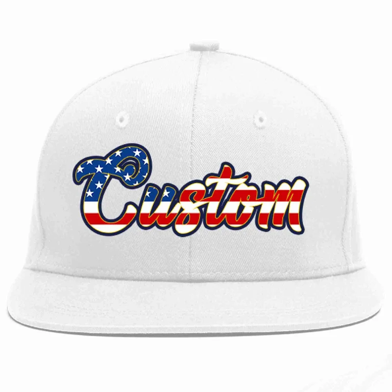 Minimalist Baseball Cap-Custom White Vintage USA Flag-Gold Casual Sport Baseball Cap