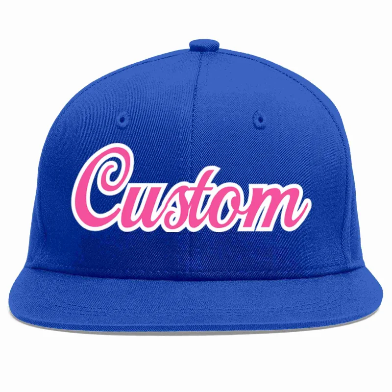 Premium Baseball Cap-Custom Royal Pink-White Casual Sport Baseball Cap