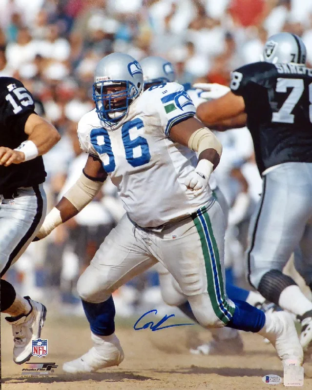 Autographed Football Helmet-Cortez Kennedy Autographed 16x20 Photo Seattle Seahawks Beckett BAS Stock #110986