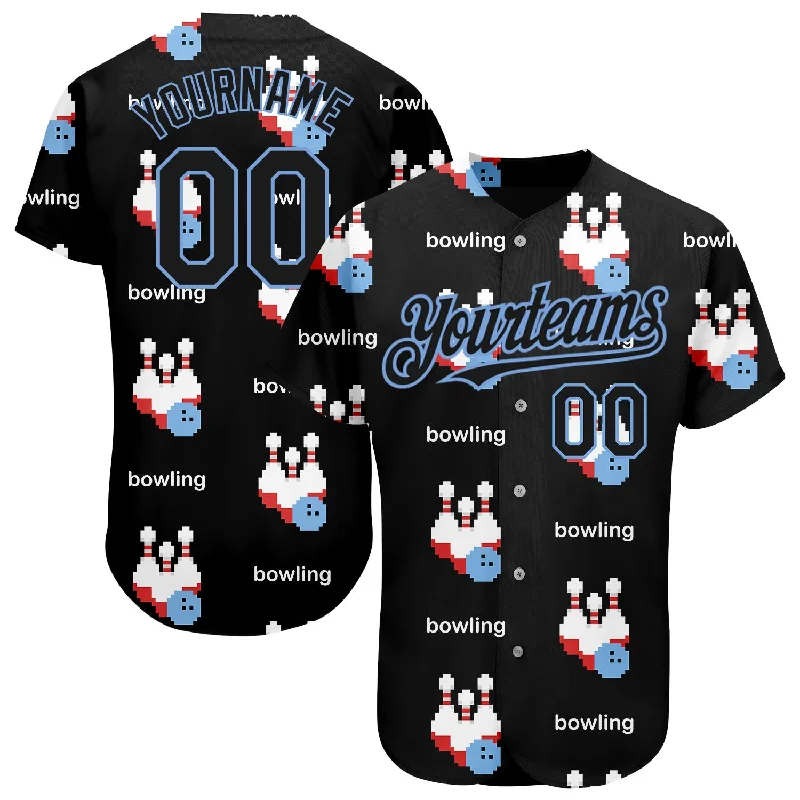 Tie-Dye Baseball Jersey-Custom Black Light Blue 3D Pattern Design Bowling Authentic Baseball Jersey