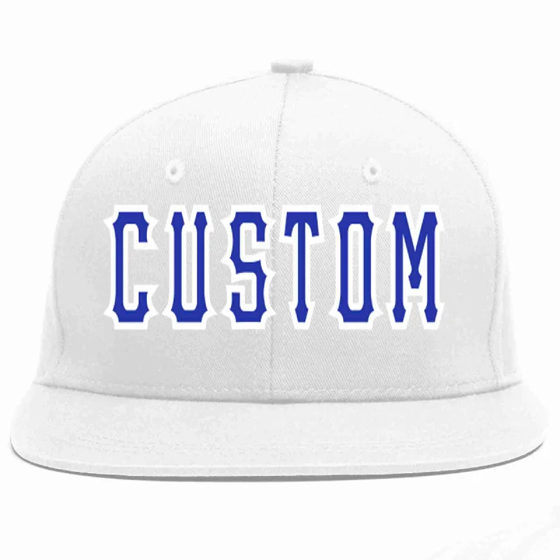 Grunge Baseball Cap-Custom White Royal-White Casual Sport Baseball Cap