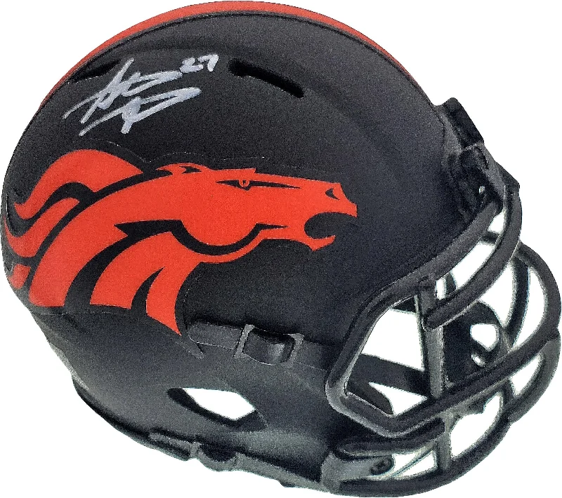 Clear Visor Football Helmet-Steve Atwater Autographed Eclipse Black Denver Broncos Speed Mini Helmet Beckett BAS Stock #177485